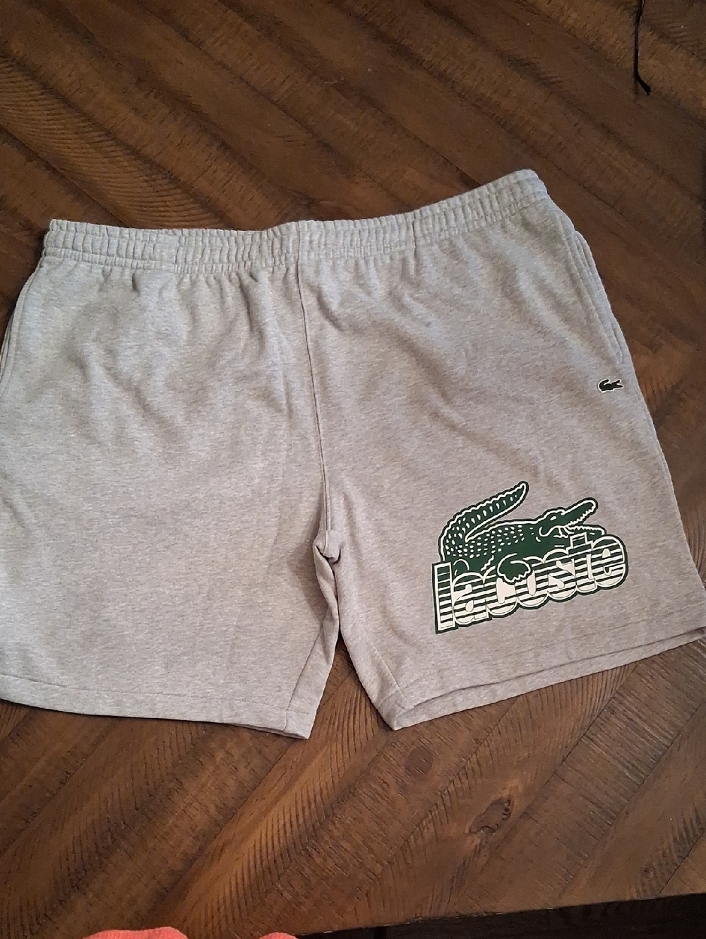 Lacoste Gray Athletic Shorts with Green Logo Mens 4xl